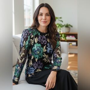 Glamorous Vintage Floral Sequin Dress Size 10